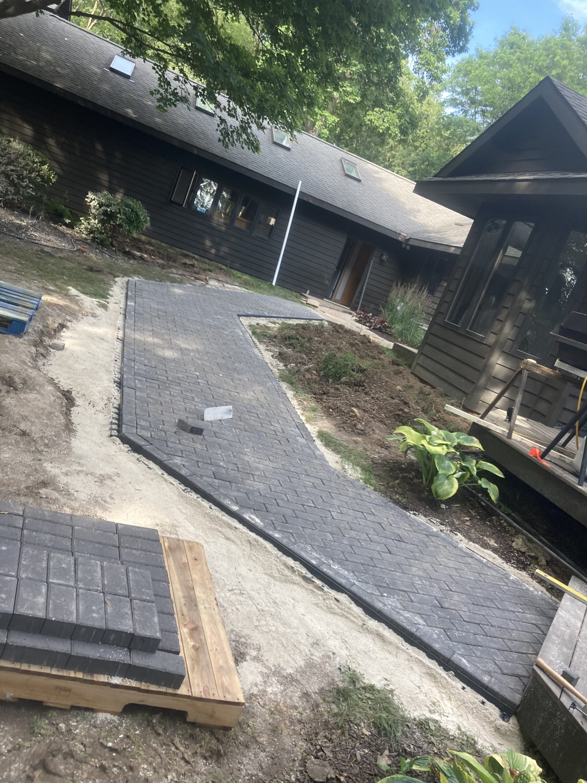 New paver walkway leading to home entrance